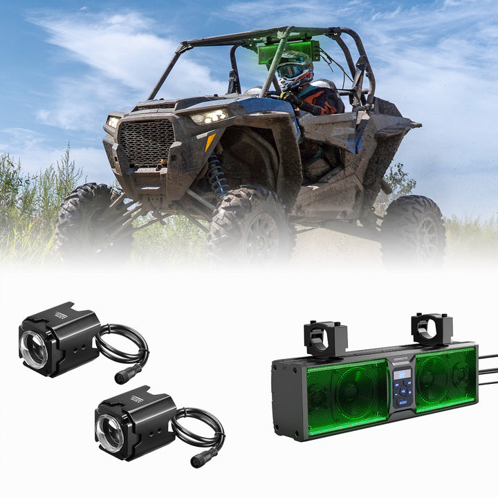 UTV Spot Beam & Sound Bar Combo Kit for Can-Am Polaris CFMOTO (1.5''–2.25'' Mount)