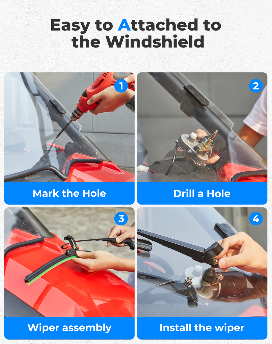 12V Electric Windshield Wiper Kit 16" for most UTV