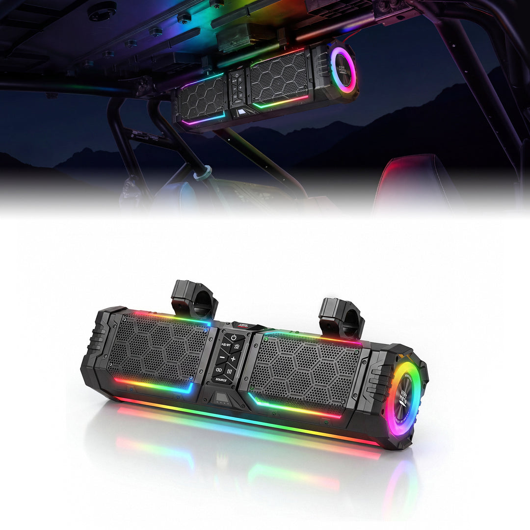 Midnight 50 Gen2 Metal Soundbar For Can am Polaris 440W Max Power, IP66 Waterproof & Quad Passive Radiators