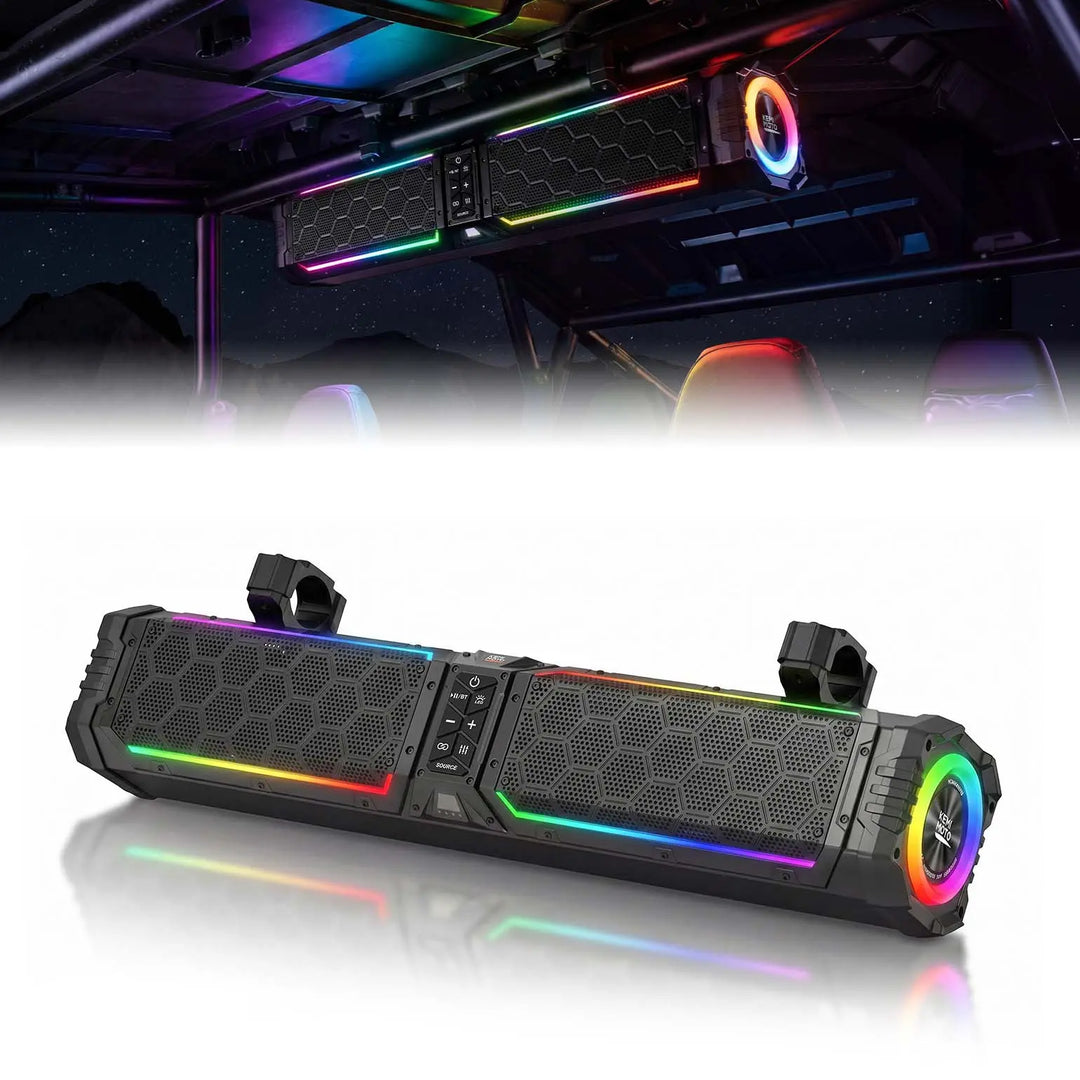Midnight 70 Gen2 Metal Soundbar For Can am Polaris 680W Max Power, IP66 Waterproof & Dual Passive Radiators