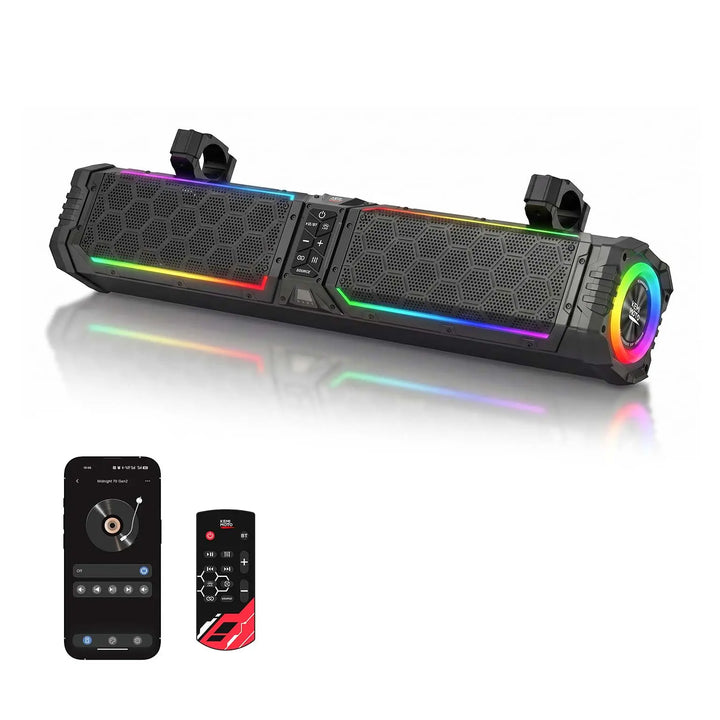 Midnight 70 Gen2 Metal Soundbar For Can am Polaris 680W Max Power, IP66 Waterproof & Dual Passive Radiators