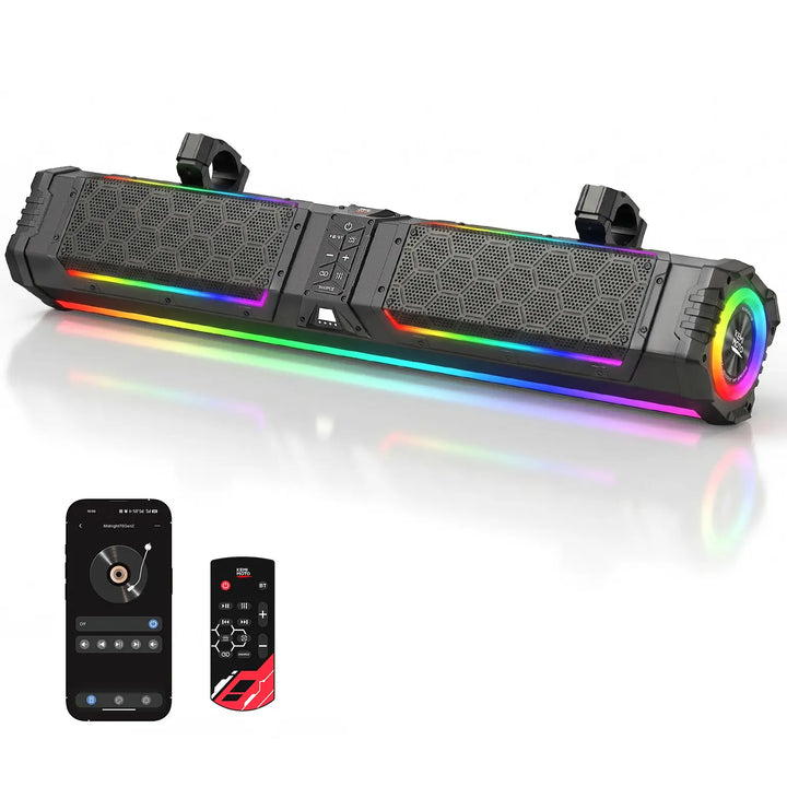 Midnight 80 Gen2 Metal Soundbar For Can am Polaris 680W Max Power, IP66 Waterproof & Quad Passive Radiators