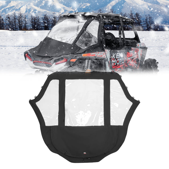 2 in 1 UTV Rear Soft Windshield with Cargo Bed Cover for Polaris RZR XP 1000/4 2014-2023 - Kemimoto