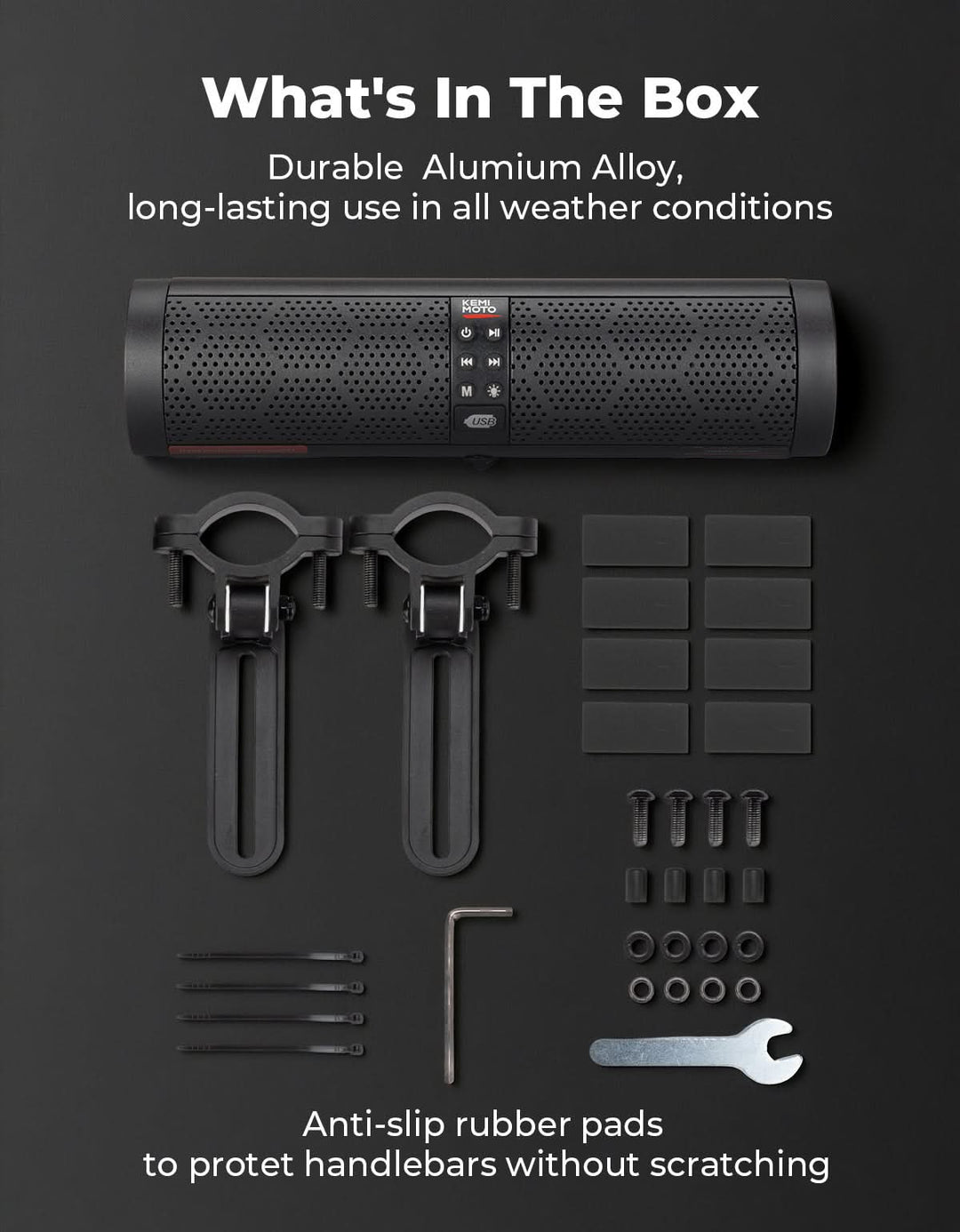 Motorcycle Bluetooth Sound Bar 4 Speakers Waterproof RGB Handlebar