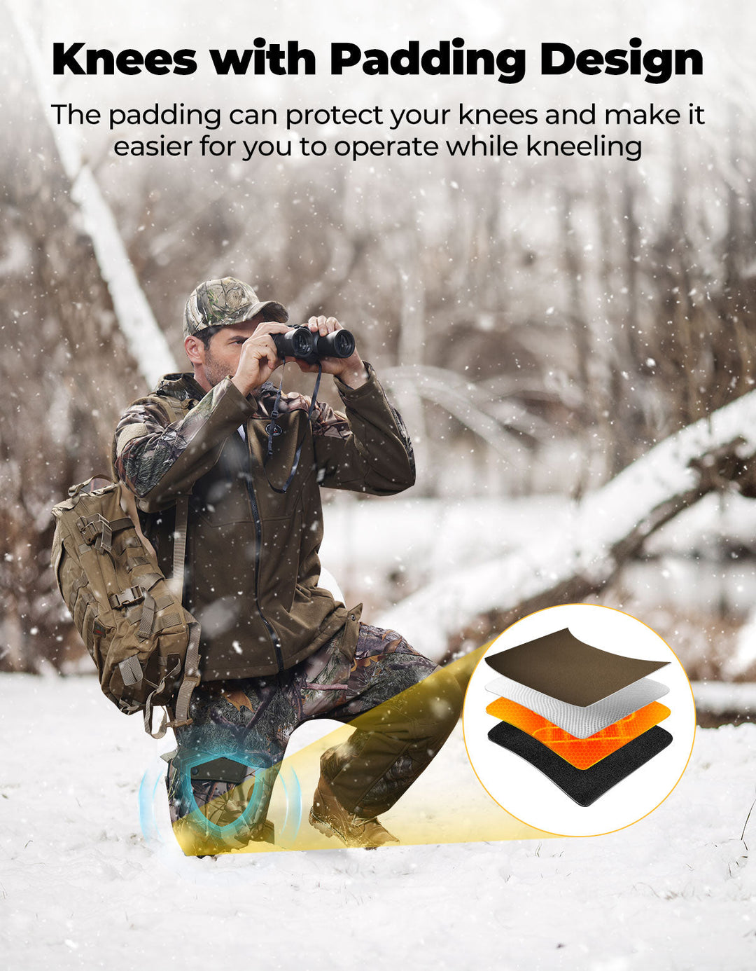 Heated Pants Padded Knees Design for Hunting