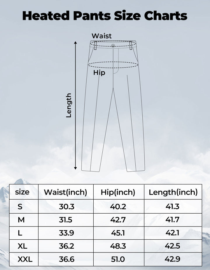 Heated Pants Size Charts