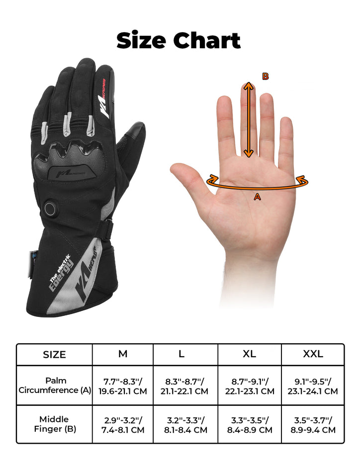 Heated Motorcycle Gloves Waterproof Touchscreen for Men and Women 7.4V 2500mAh - Kemimoto