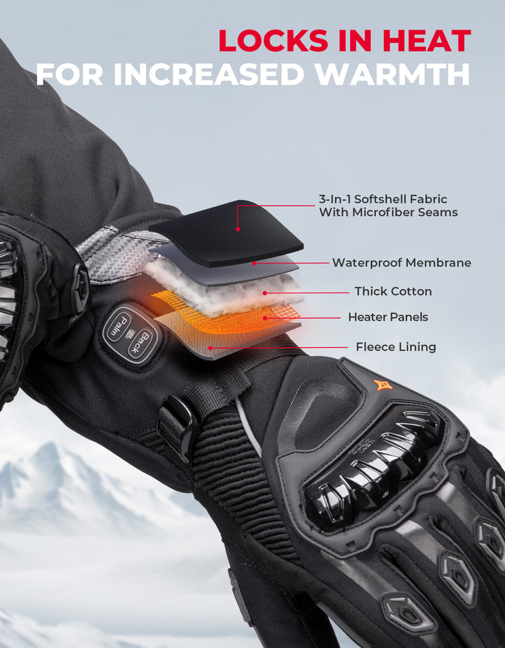 Heated Motorcycle Gloves, 3 Heating Modes with 2500mAH Battery