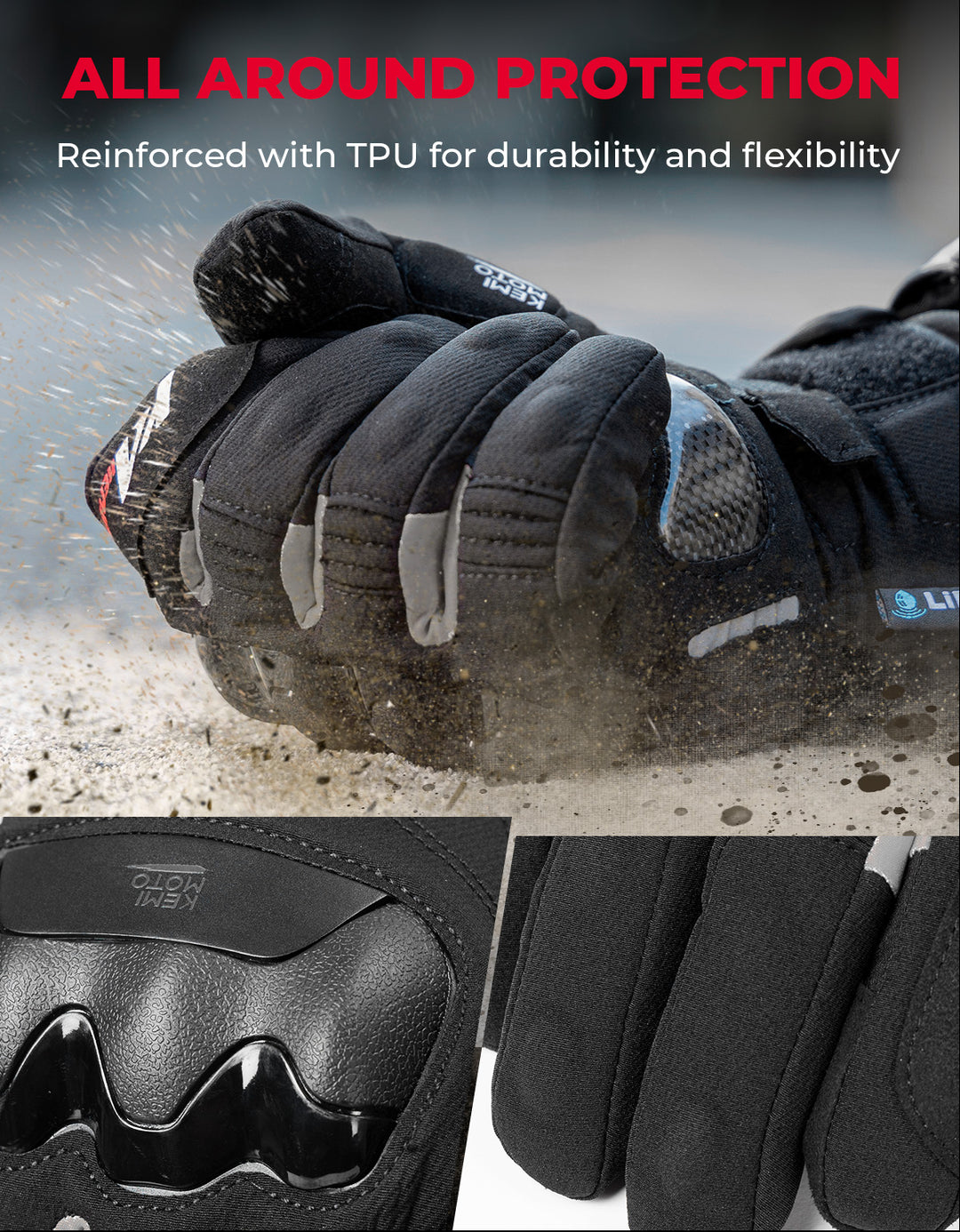Heated Gloves Waterproof Touchscreen with 7.4V 2500mAh Rechargeable Battery