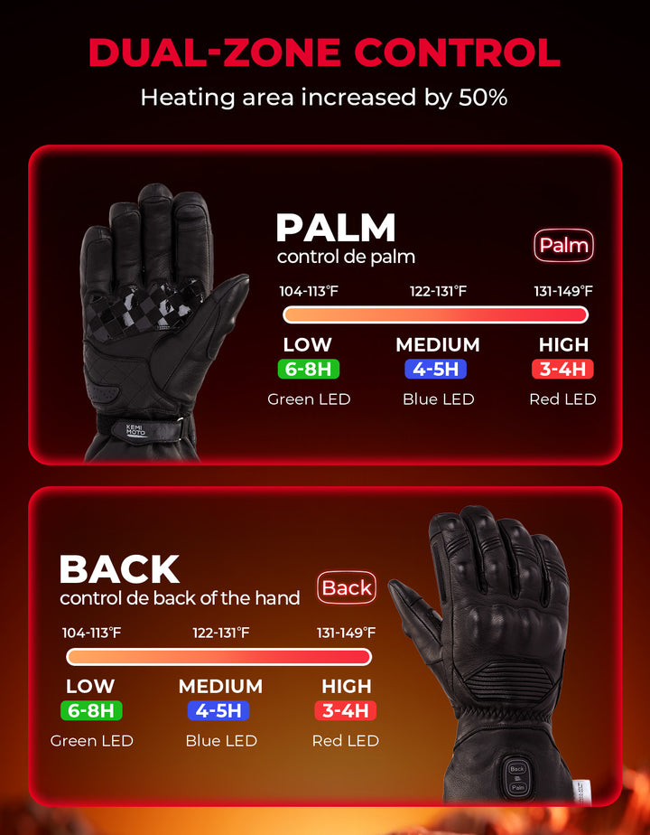Heated Motorcycle Gloves Sheepskin 7.4V Battery Waterproof Touchscreen