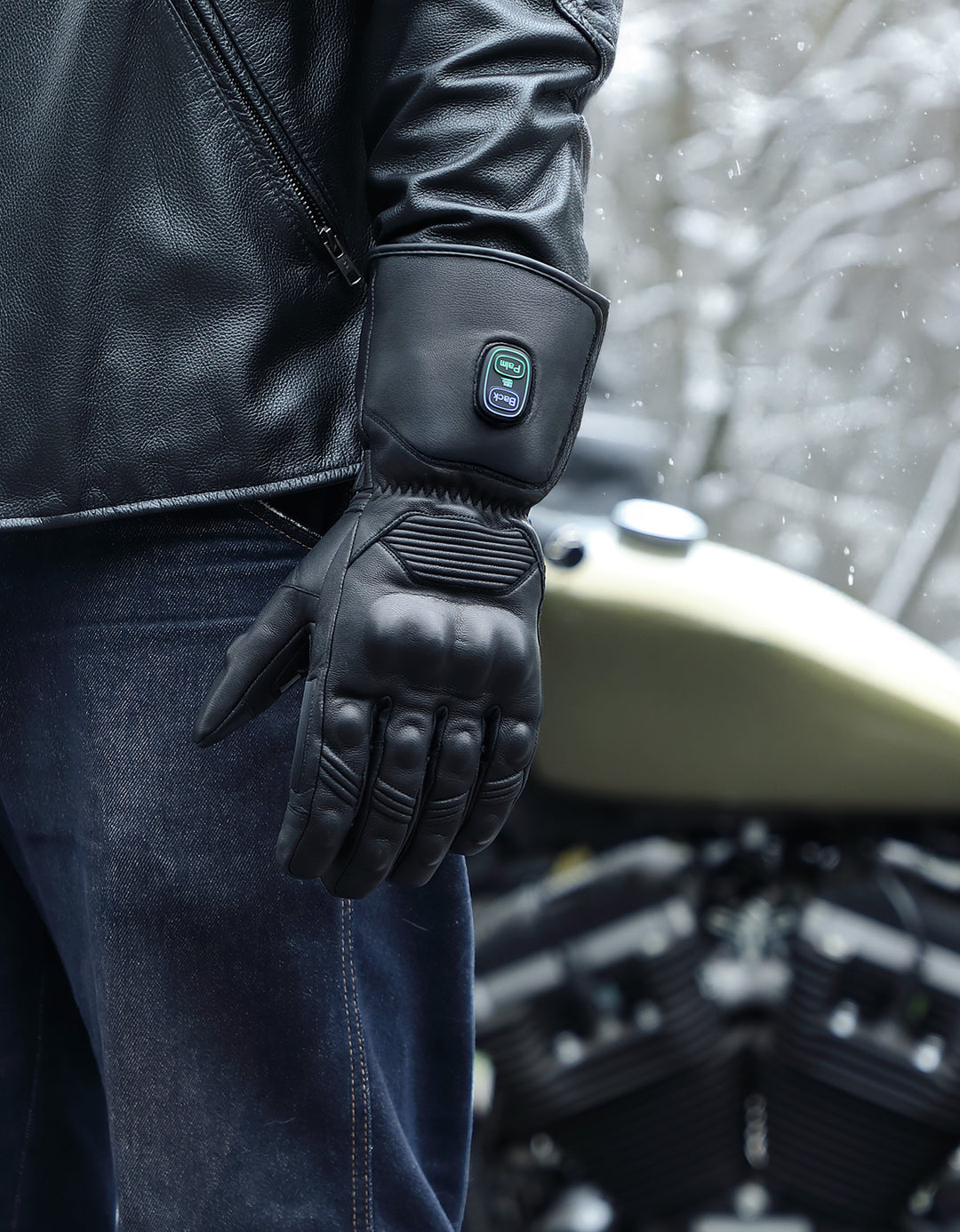 Heated Motorcycle Gloves Sheepskin 7.4V Battery Waterproof Touchscreen