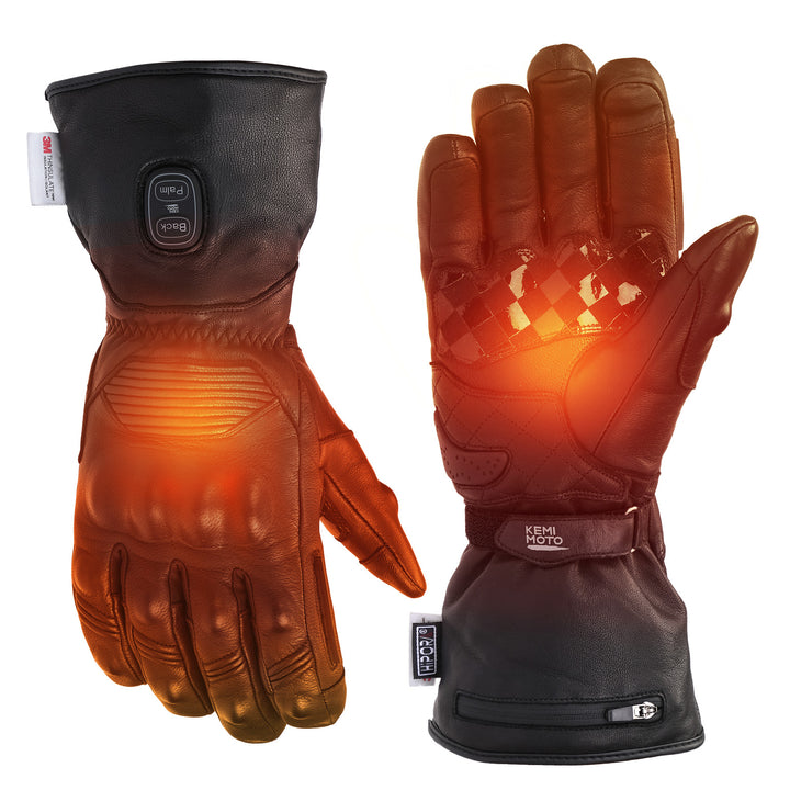 Heated Motorcycle Gloves Sheepskin 7.4V Battery Waterproof Touchscreen