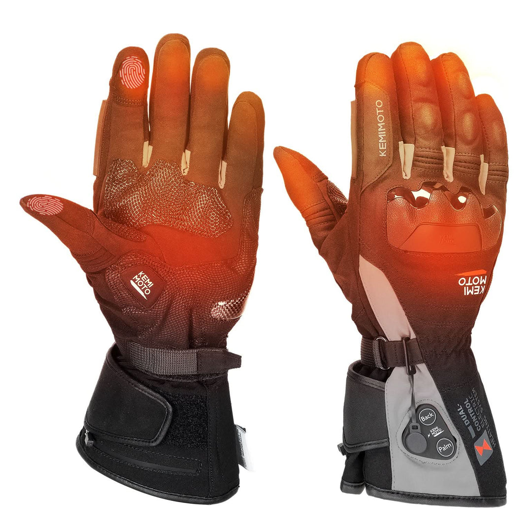 Heated Riding Gloves Dual-Zone Temperature Control with Reinforced Knuckle Protection