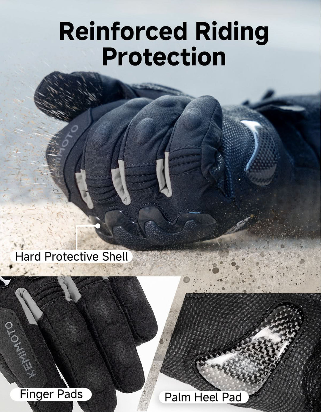 Heated Riding Gloves Dual-Zone Temperature Control with Reinforced Knuckle Protection