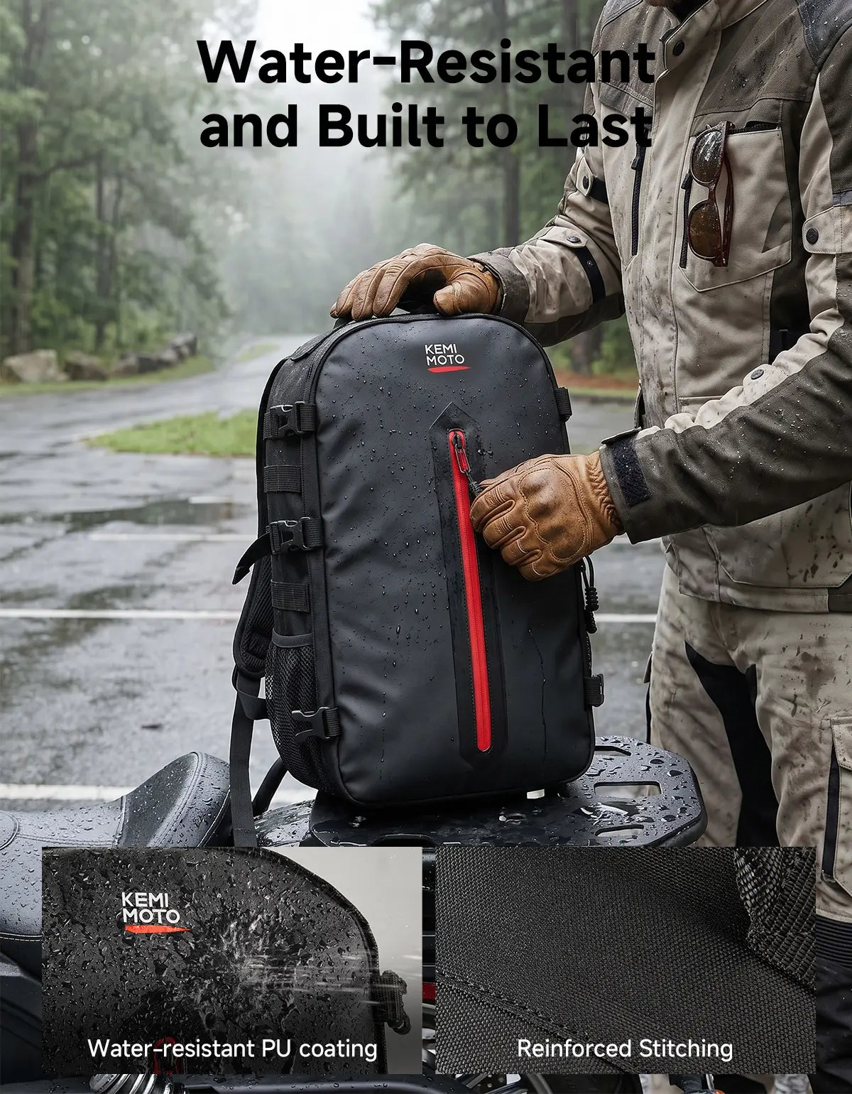 20L Motorcycle Helmet Bag with Hidden Helmet Net