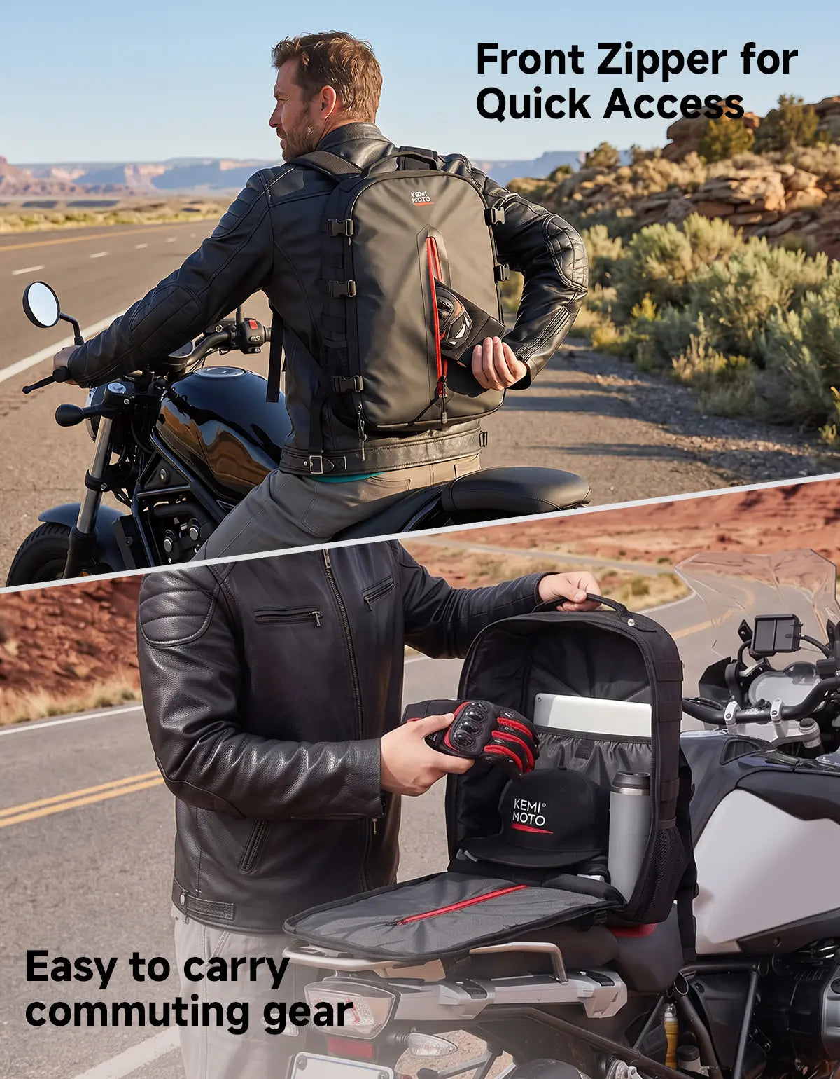 20L Motorcycle Helmet Bag with Hidden Helmet Net