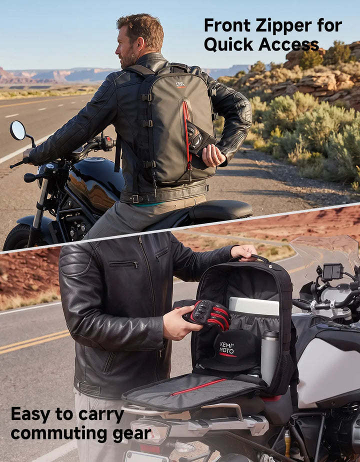 20L Motorcycle Helmet Bag with Hidden Helmet Net