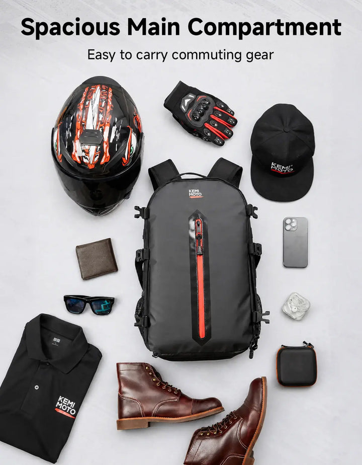 20L Motorcycle Helmet Bag with Hidden Helmet Net