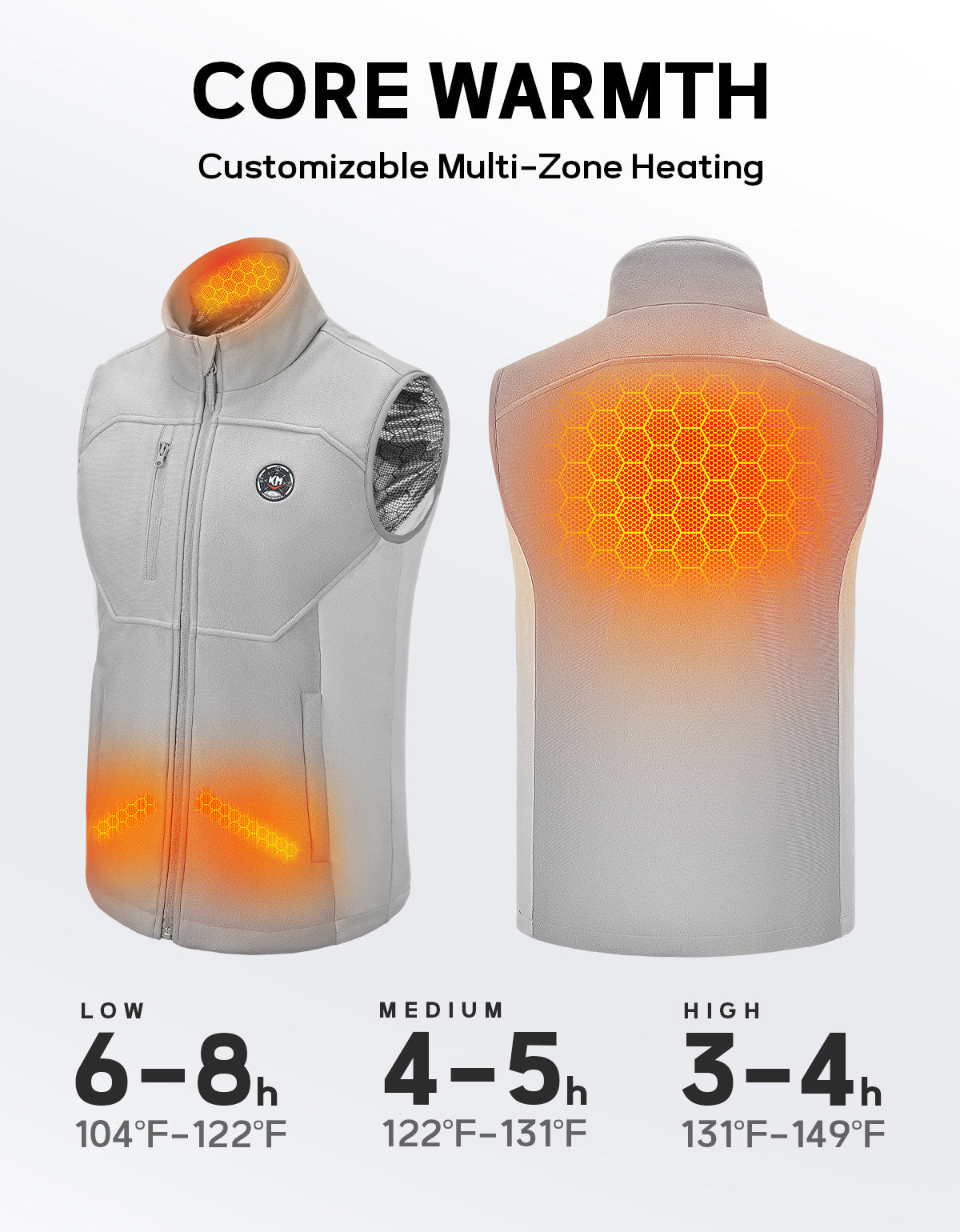 5 Heating Zones Heating Vest with 10000mAh Battery