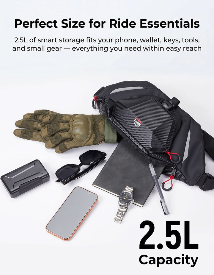 Motorcycle Waist Bag with EVA Hard Shell - Kemimoto