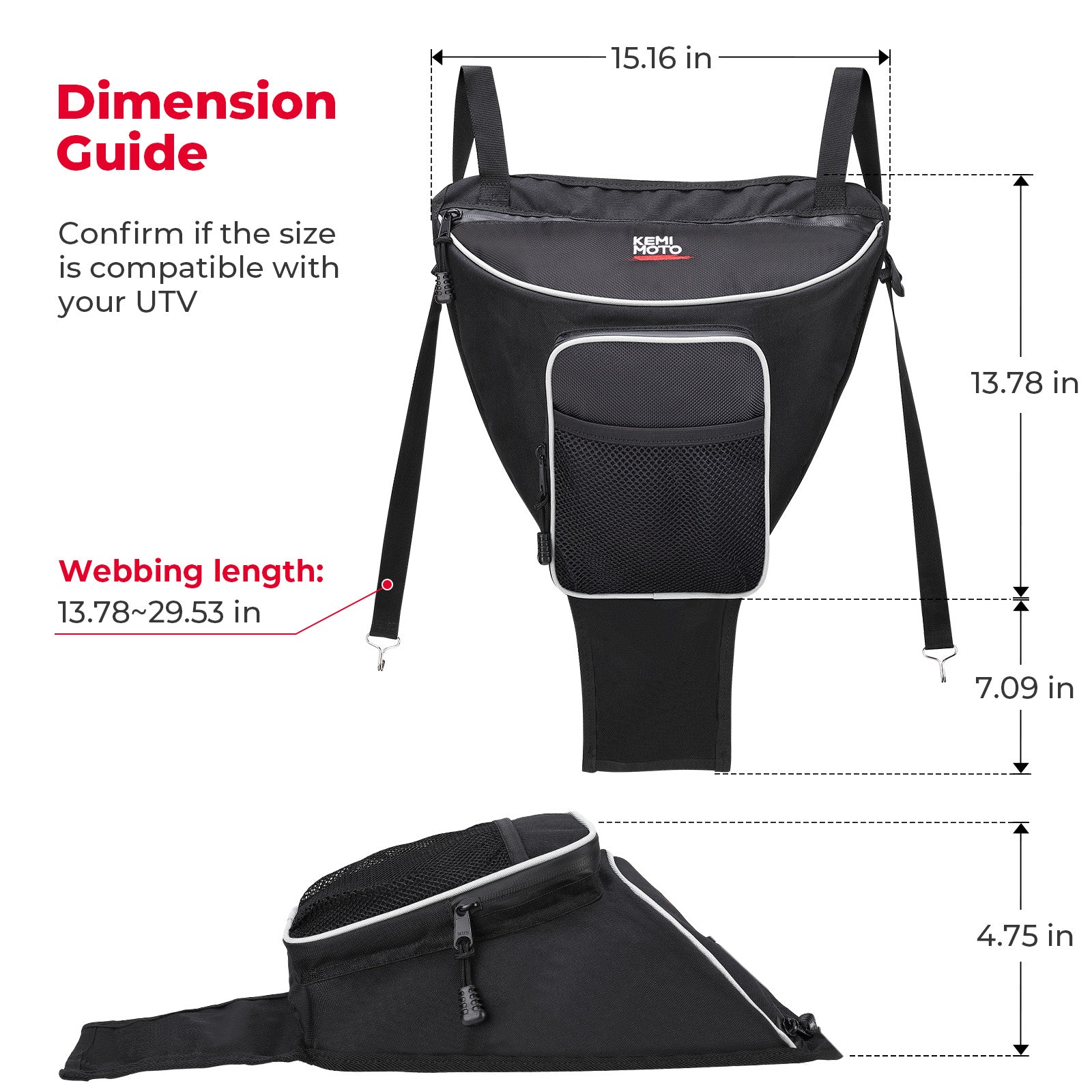 1680D High Density Cab Pack Center Seat Bag for Polaris RZR