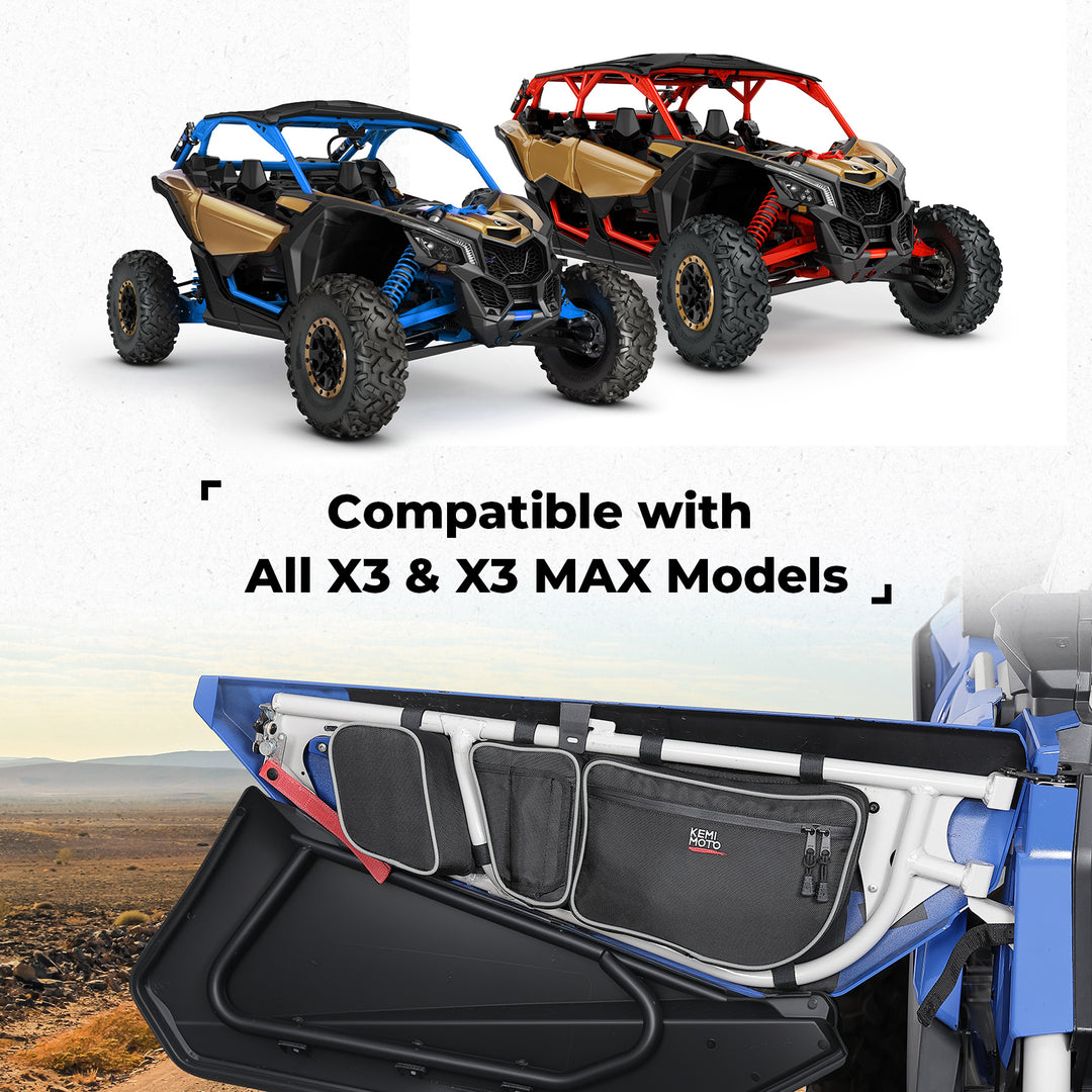 Door Storage Bags with Removable Knee Pad for Can Am Maverick X3