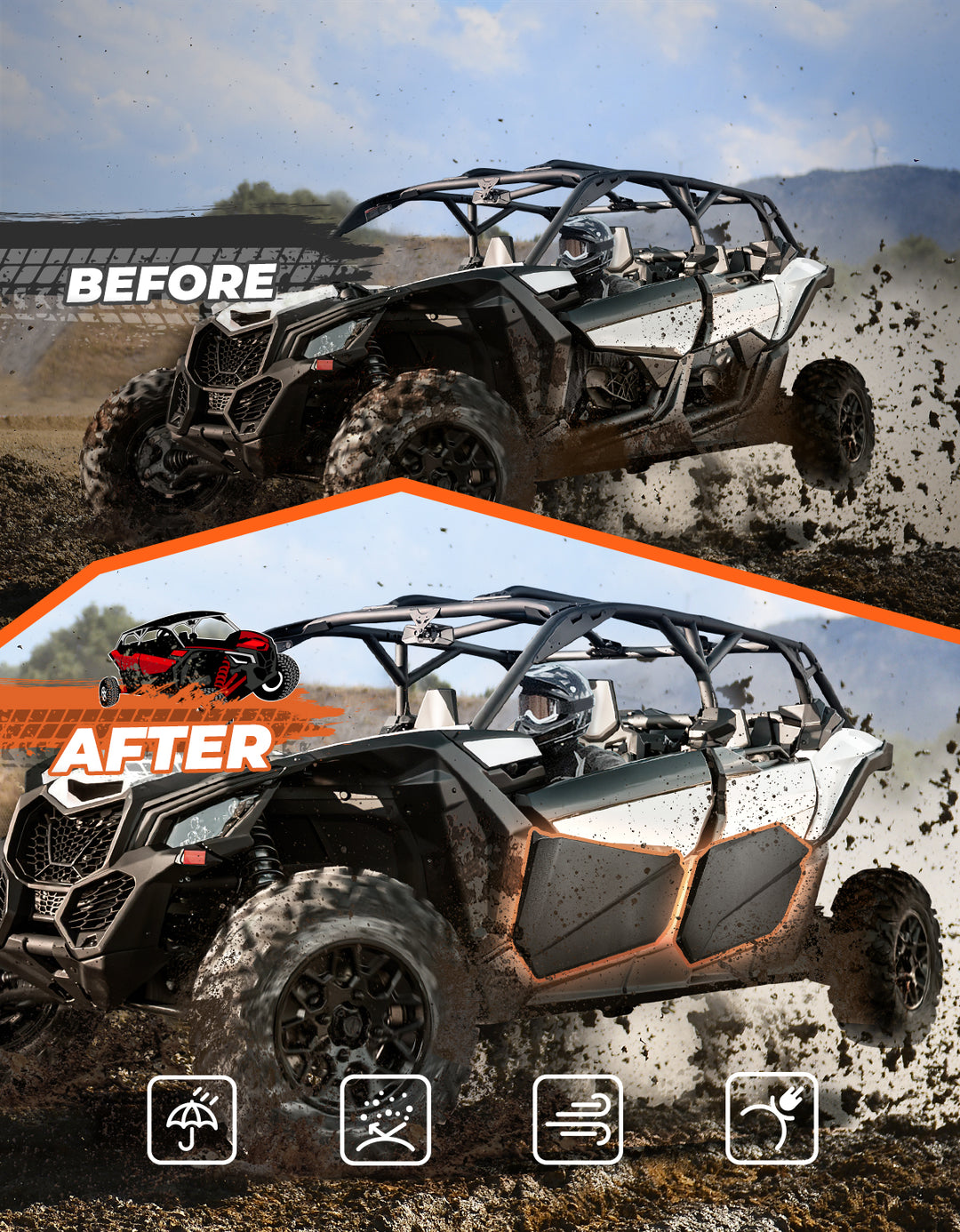 Lower Doors Panels Kit 4pcs for Can-Am Maverick X3 MAX