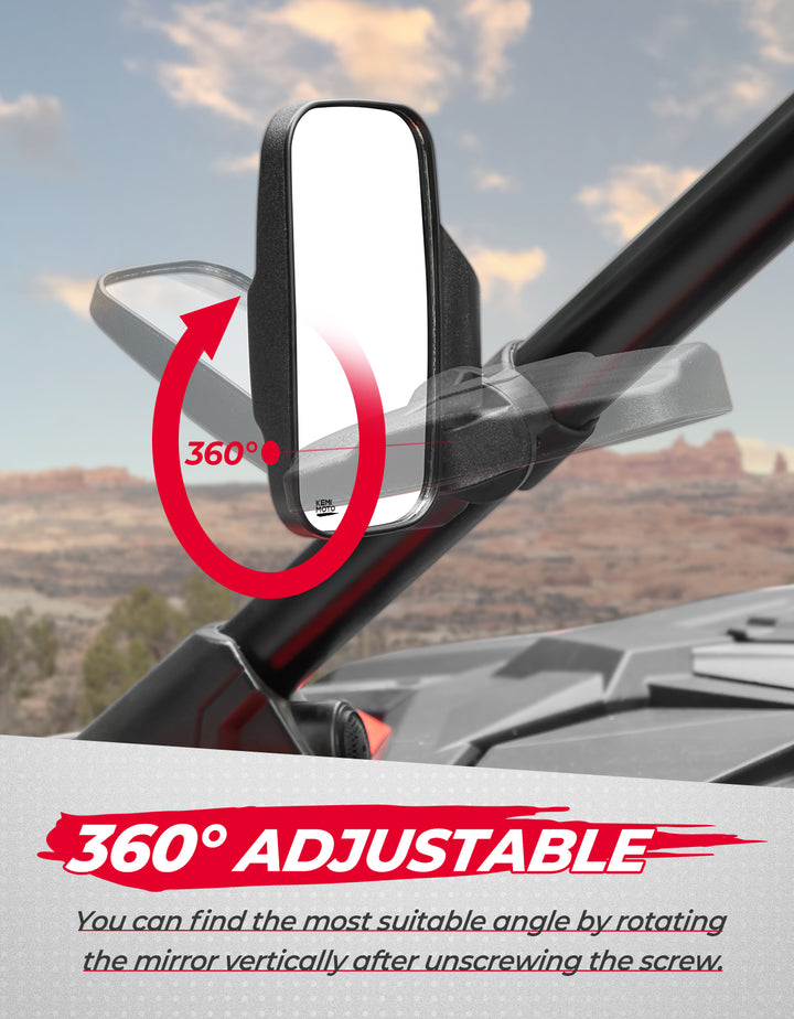 360 Degree Adjustable Side Mirrors with 1.75" -2" Roll Bar Cage