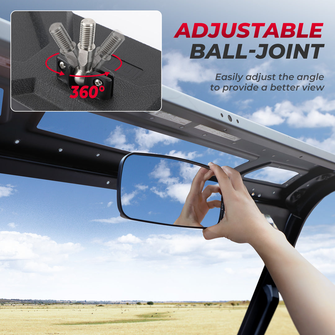 Large & Wide Rear Center View Mirror for Polaris Ranger 2015-2022