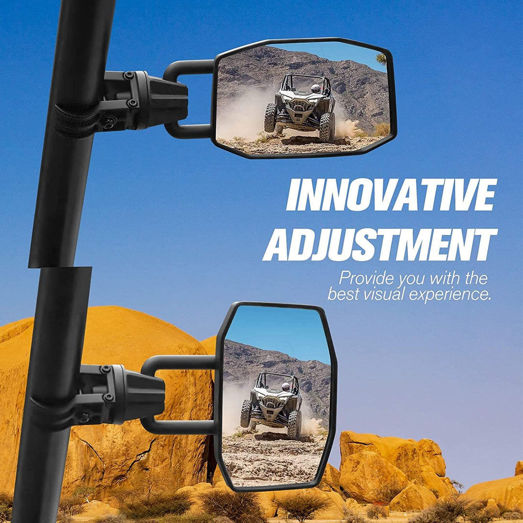 UTV Side Mirrors Rear View Mirrors 1.75" - 2.0" Roll Bar for Can am x3 / Polaris rzr / Talon Pionner - Kemimoto