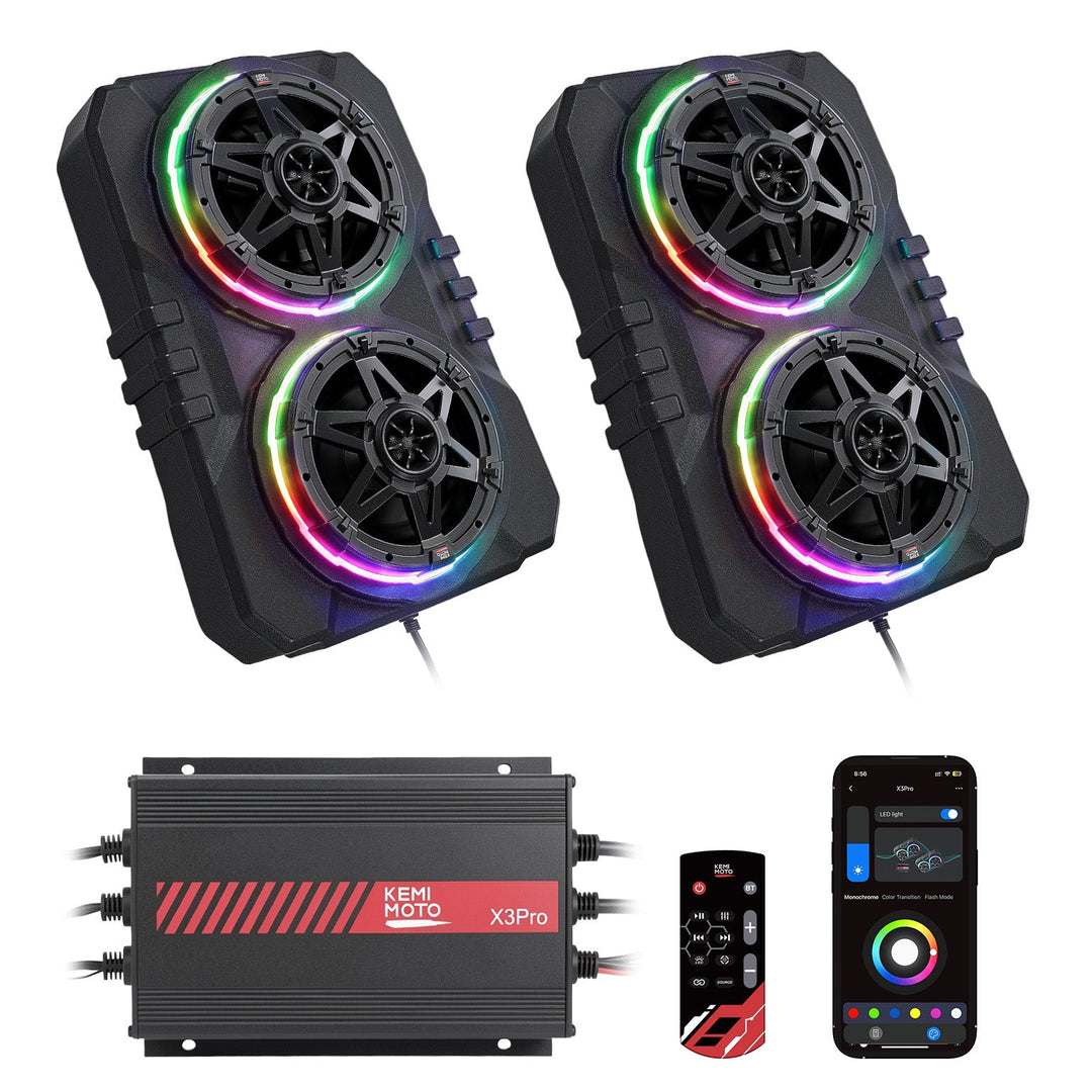 KEMIMOTO Roof Audio 6.5 Inch UTV Roof Sound System Fits Can-Am X3 & Max RZR