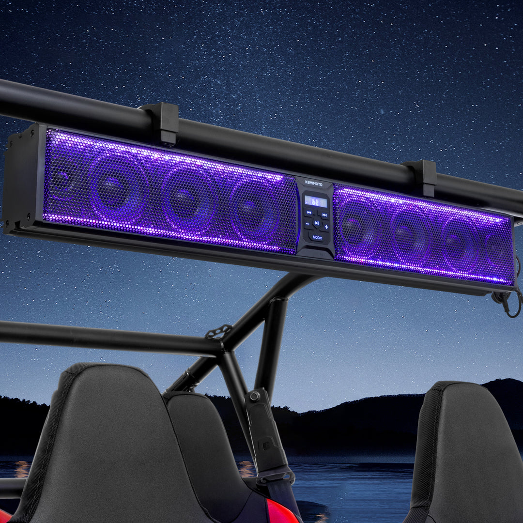 33 Inch RGB UTV Bluetooth Sound Bar, 8 Speakers for 1.75''-2.25'' Roll Bar