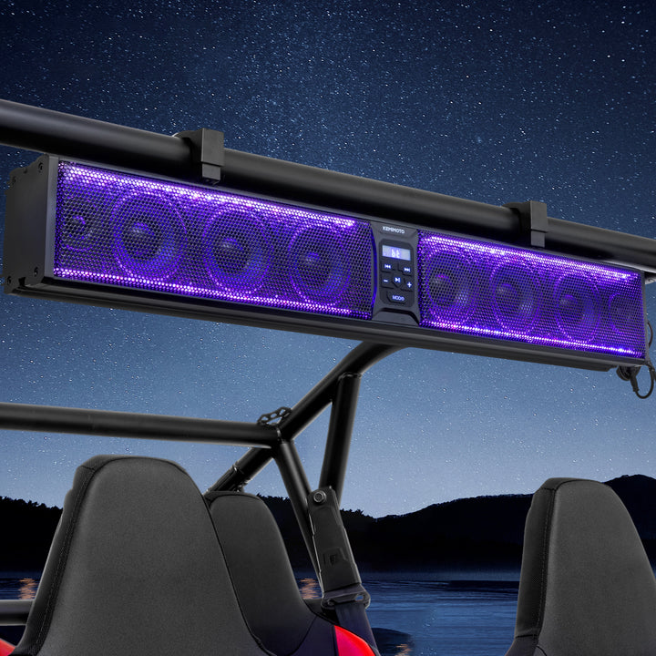 33 Inch RGB UTV Bluetooth Sound Bar, 8 Speakers for 1.75''-2.25'' Roll Bar
