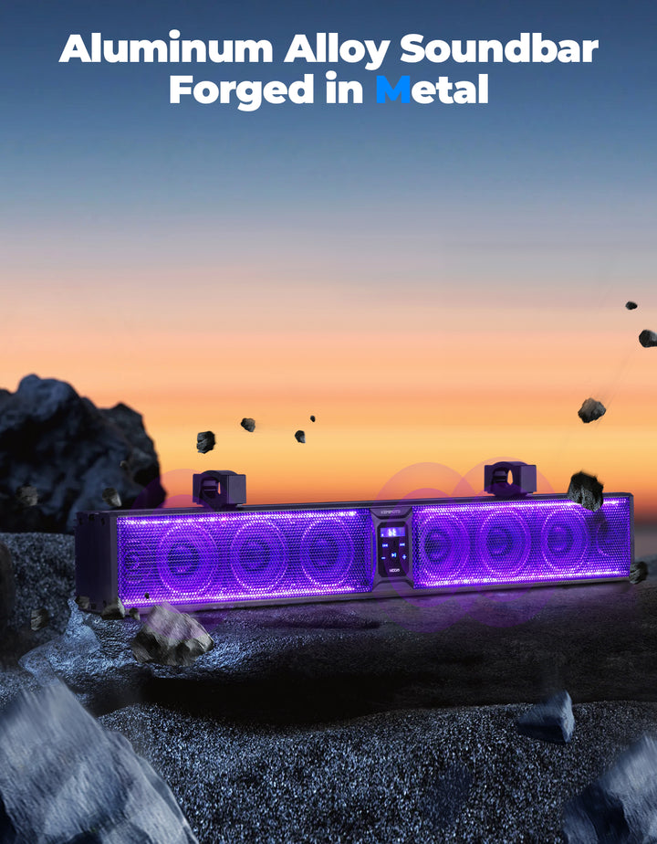 33 Inch RGB UTV Bluetooth Sound Bar, 8 Speakers for 1.75''-2.25'' Roll Bar