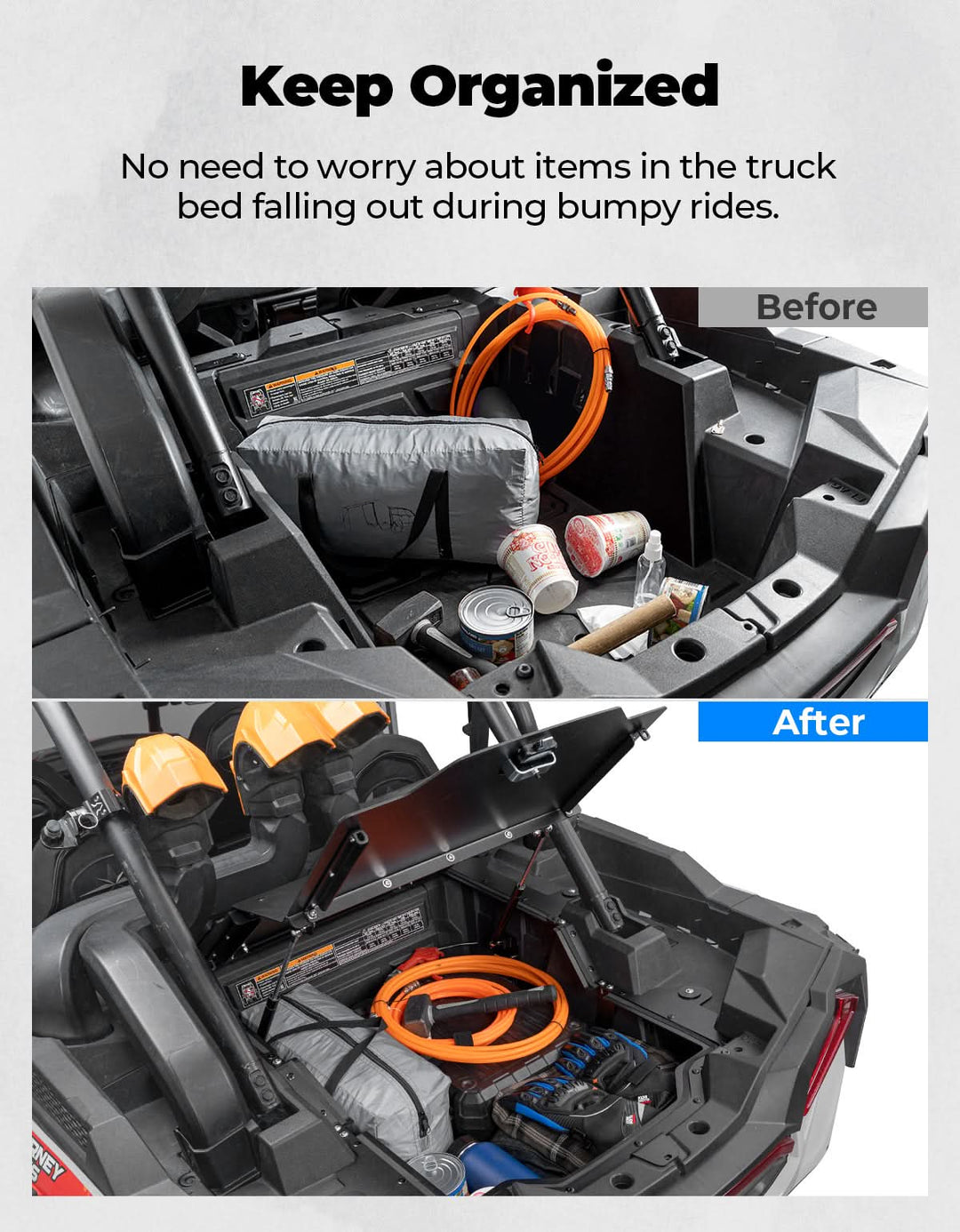 Aluminum UTV Trunk Bed Enclosure for Polaris RZR 1000 2014-2023 - Kemimoto