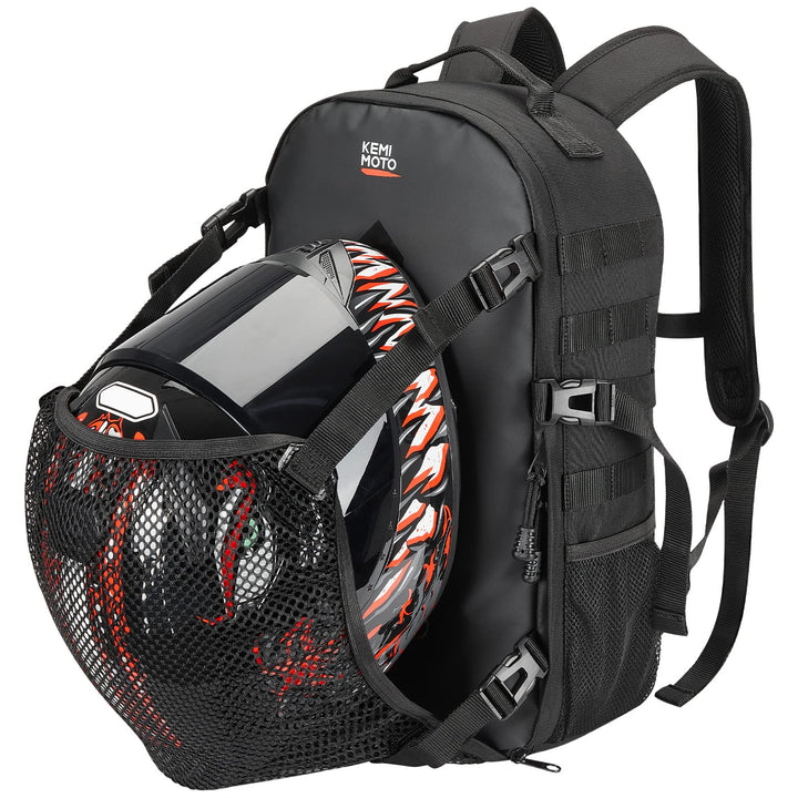 Motorcycle 20L Helmet Backpack with Hidden Helmet Net - Kemimoto