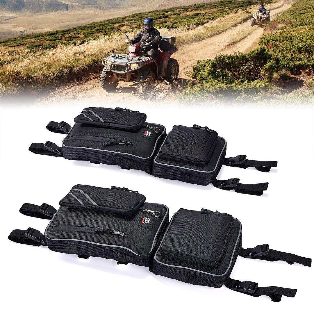 1 Pair ATV Fender Bag with Cup Holder for sportsman Fourtrax Foreman Grizzly - Kemimoto