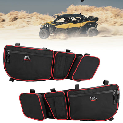 Door Bags with Removable Knee Pads for Can-Am Maverick X3 - Red - Kemimoto