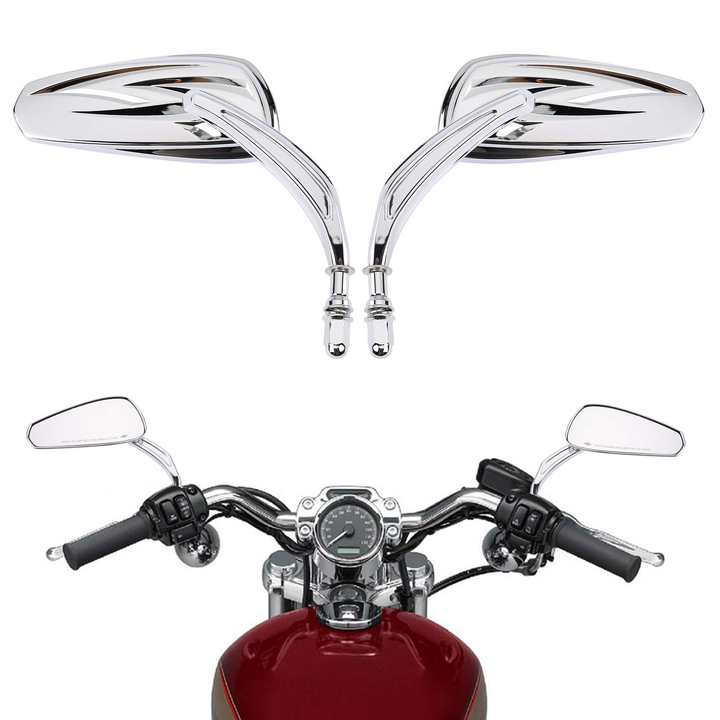 Harley Long Stem Rear View Mirrors - Kemimoto