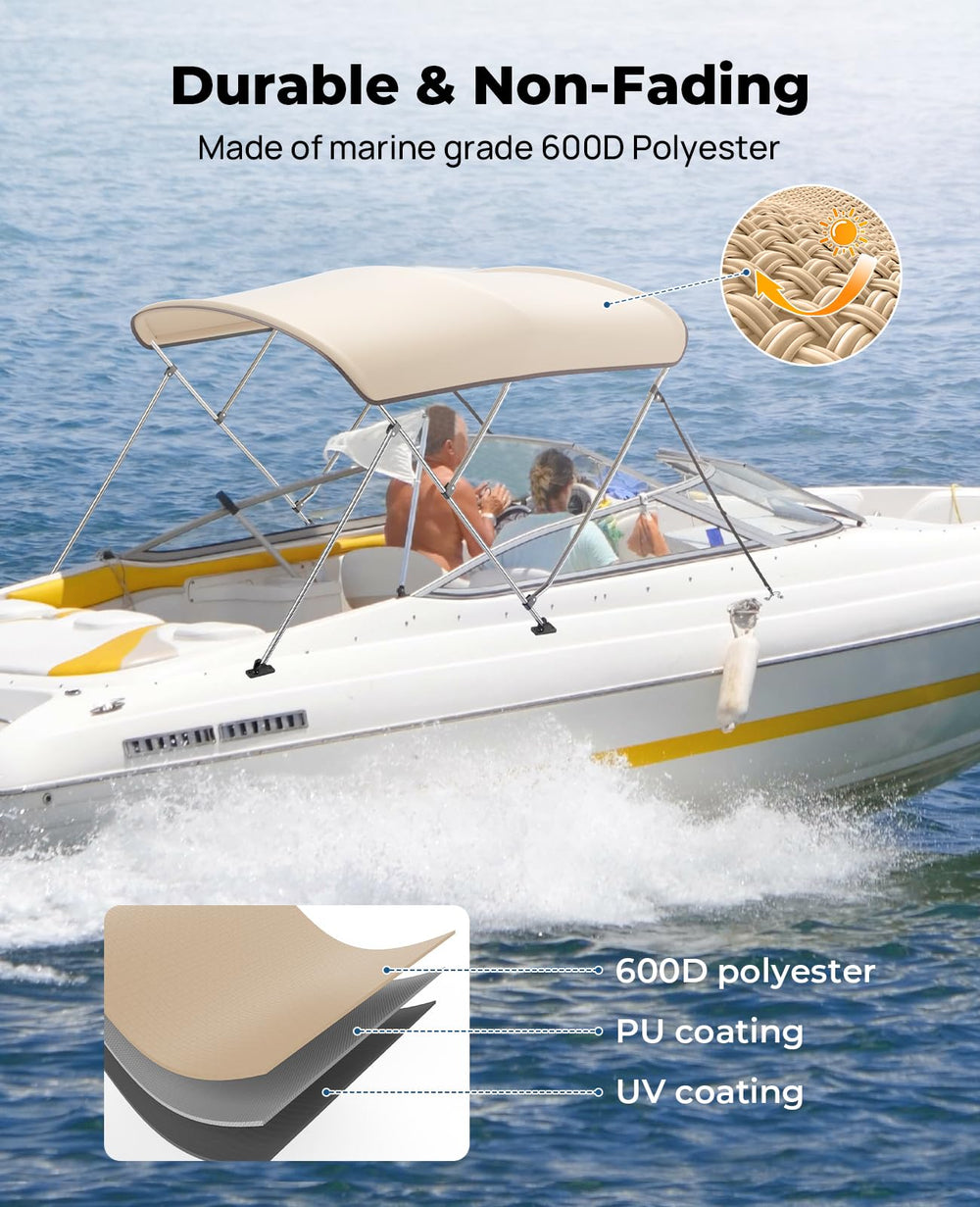 4 Bow Bimini Top Foldable 67''-96'' Width - Kemimoto