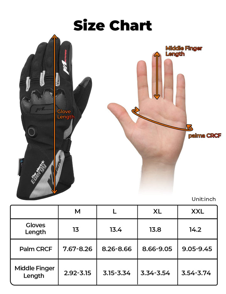 Heated Motorcycle Gloves Waterproof Touchscreen for Men and Women 7.4V 2500mAh - Kemimoto