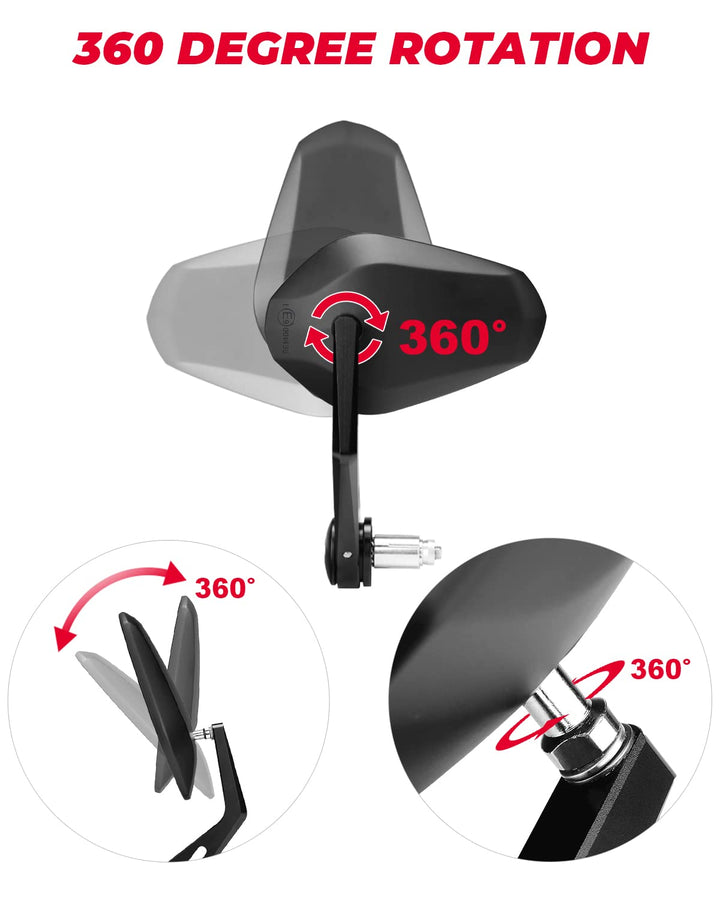 Motorcycle 360 Degrees Ball-Type Adjustment Handlebar Mirrors - Kemimoto