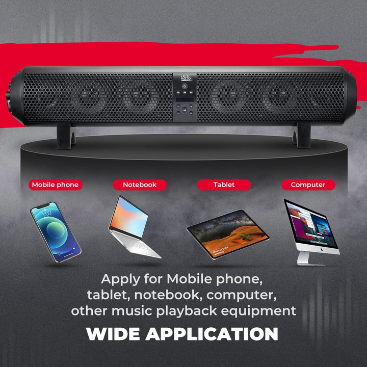 6 Speaker UTV Bluetooth Sound Bar for 1.56"-2.25" Roll Bar