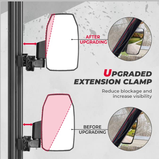 Upgraded UTV Wider Pro-Fit Side Mirrors Fit Polaris / Can-Am