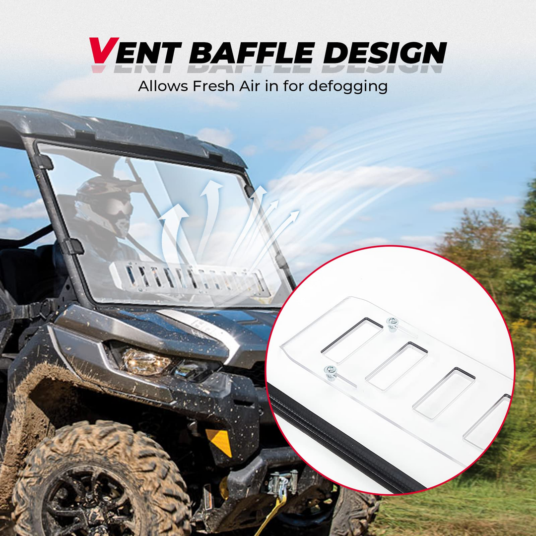 Front Full Windshield Fit Can Am Defender HD 5/ 8 / 10 / MAX - Kemimoto