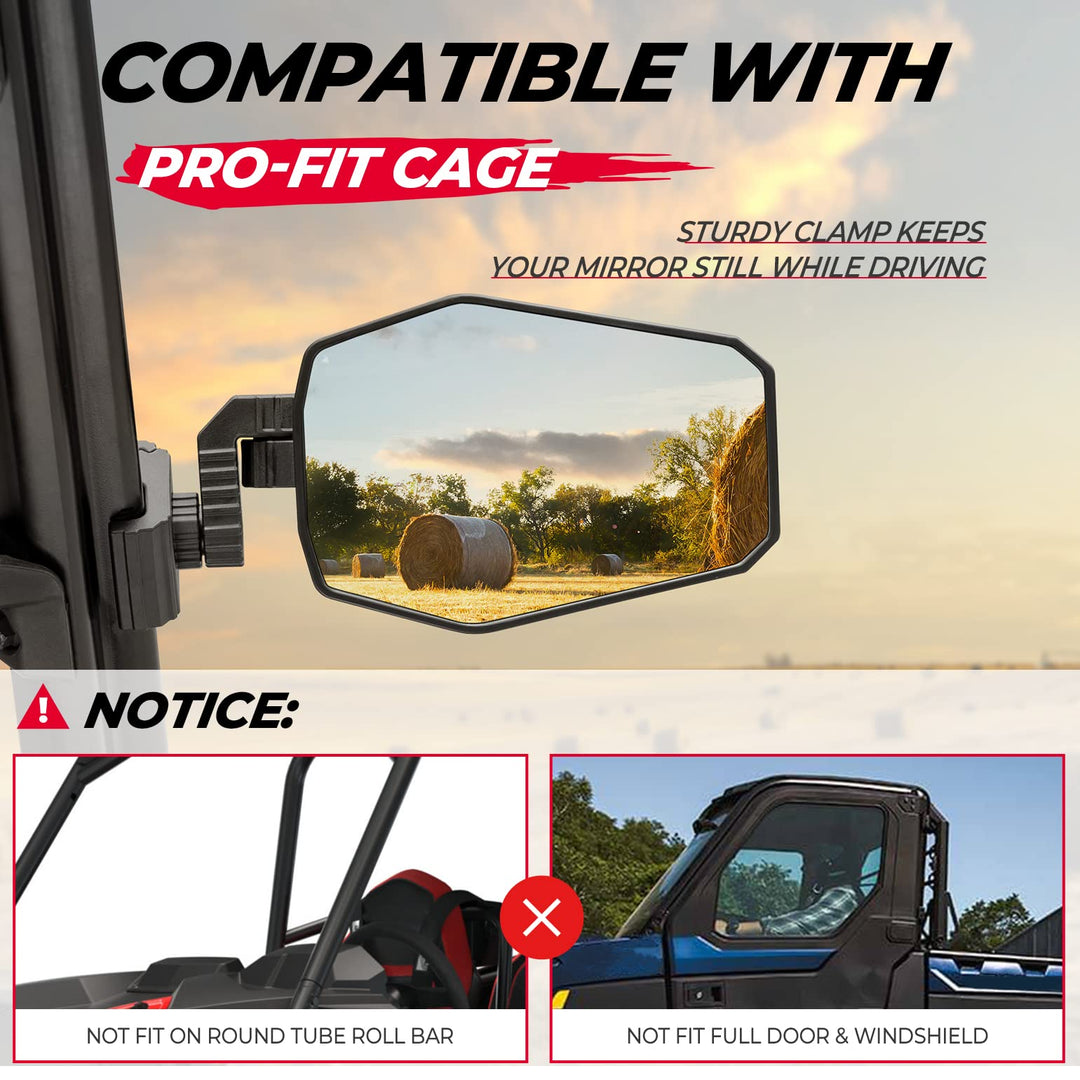UTV Side Mirrors for Polaris Ranger/ Can-Am Defender/ Maverick Trail