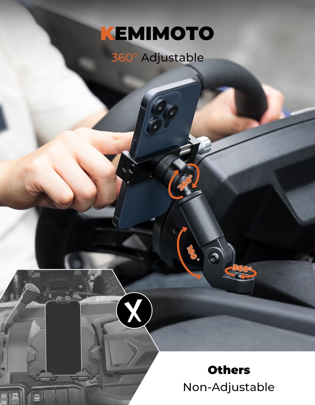 360° Adjustable CNC Phone Mount for Can-Am Maverick X3/MAX - Kemimoto