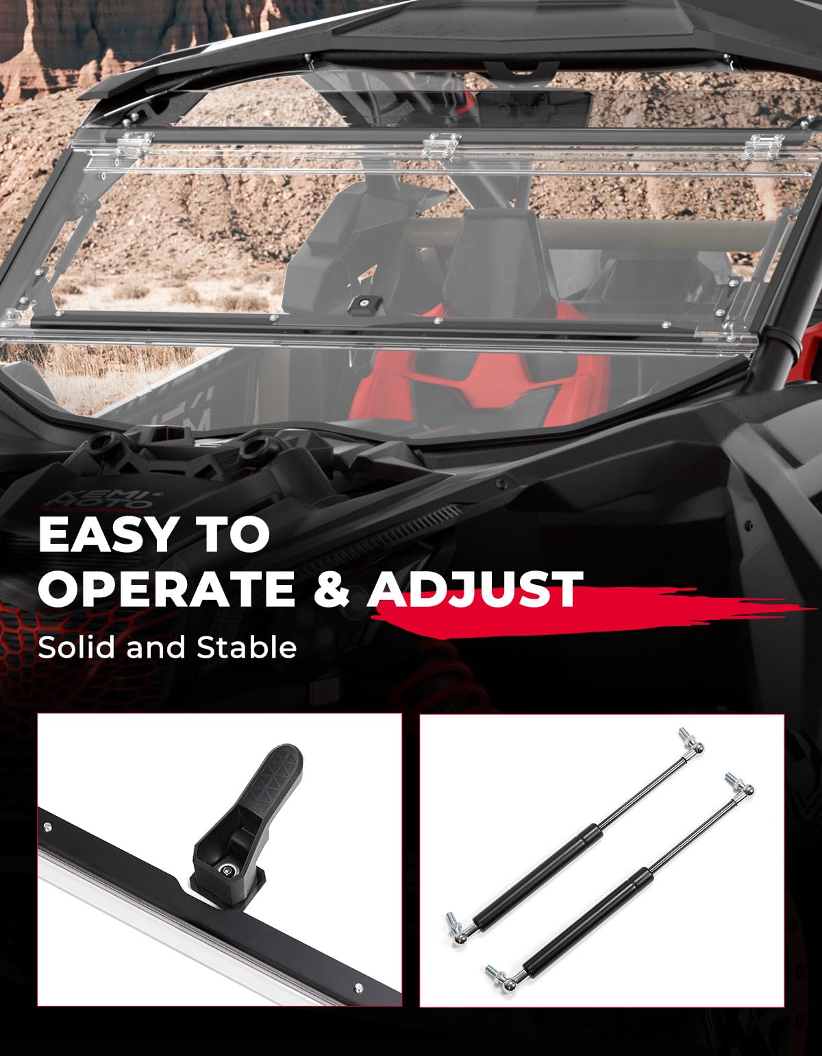 Upgraded Scratch Resistant Flip Windshield for Can-Am Maverick X3/X3 MAX - Kemimoto