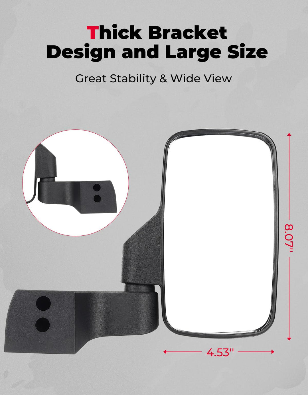 Door Mounted Side View Mirrors for Polaris Ranger/ Commercial Pro XD