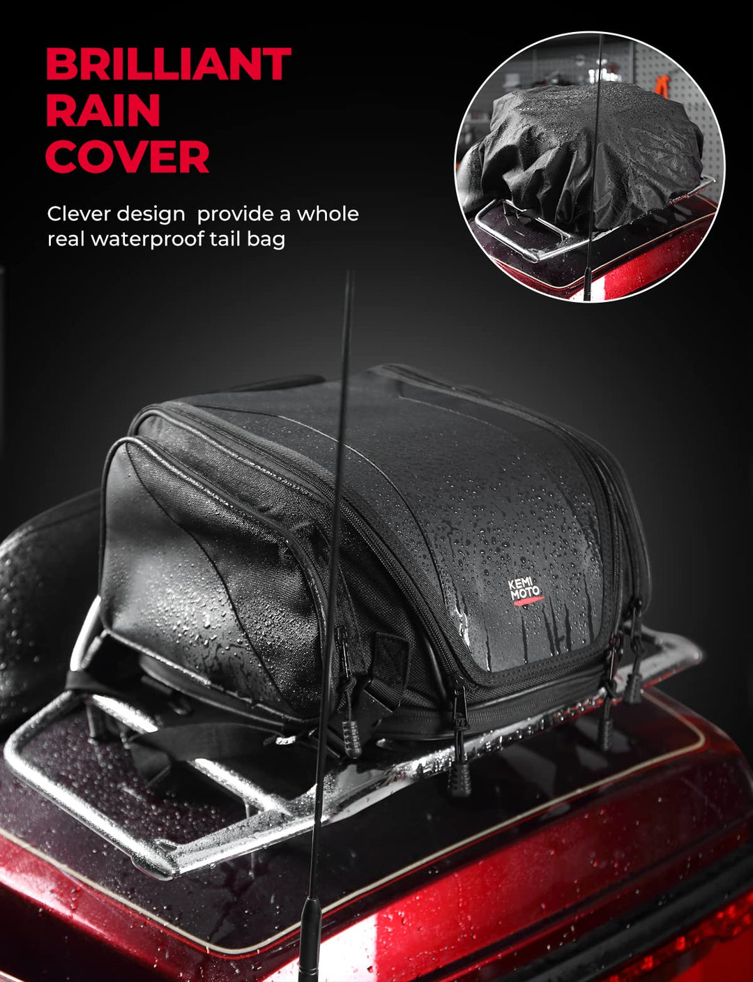 22L Tail Bag Expandable Sissy Bar Bag - Kemimoto